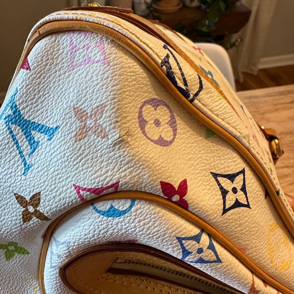 Louis Vuitton White Multicolor Monogram Satchel Vintage Priscilla - Picture 8 of 12